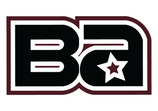 BA Maroon, white and black logo
